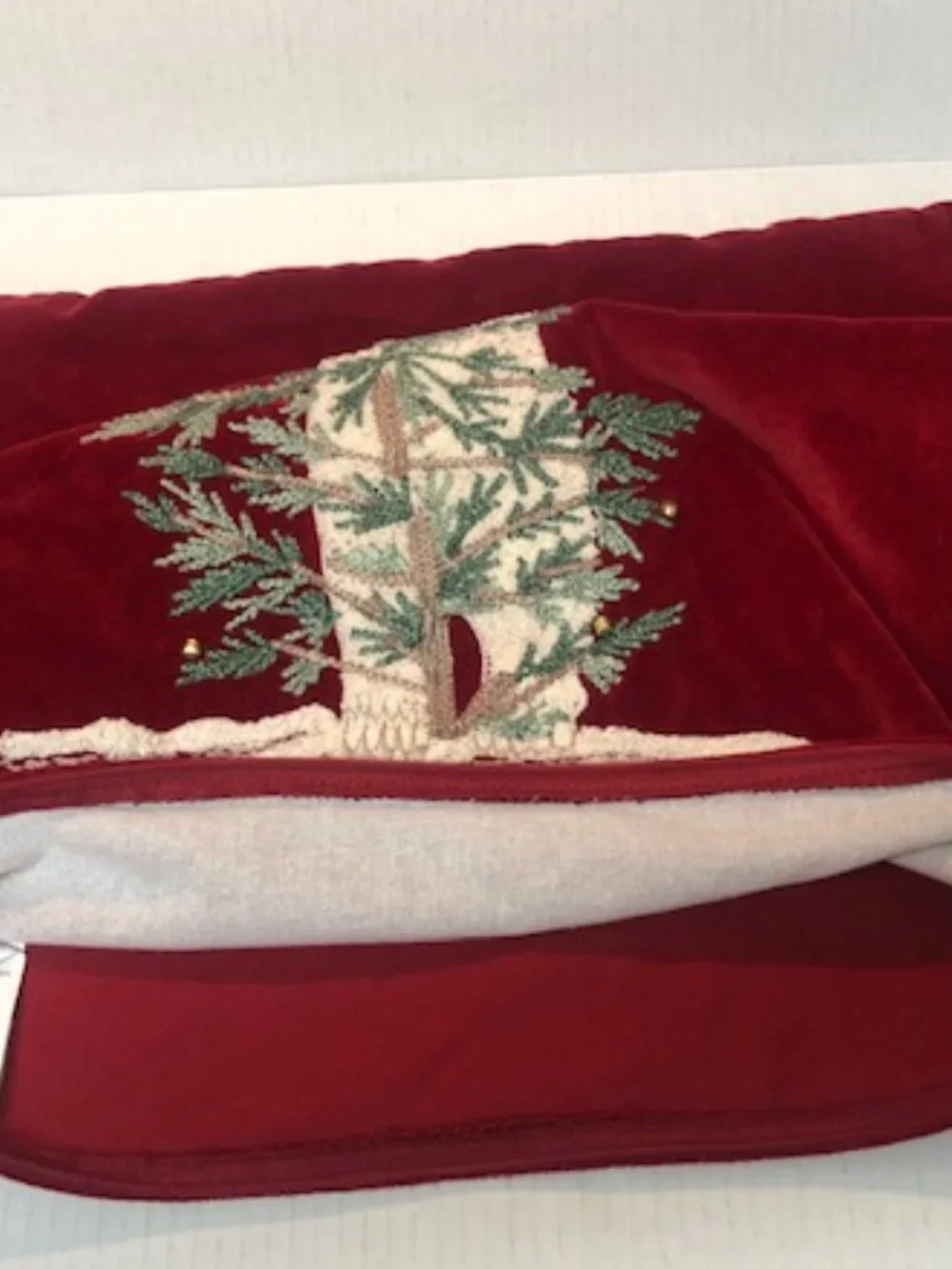 Pottery Barn Christmas throw pillow cover cotton red velvet tree & Polar Bear